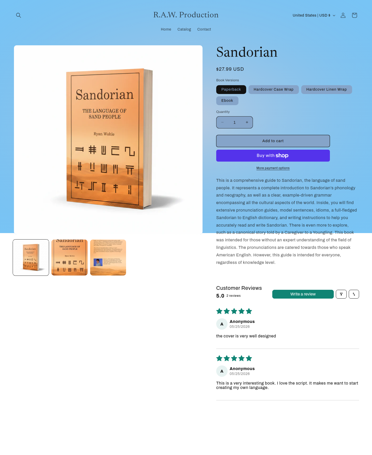 Sandorian product page