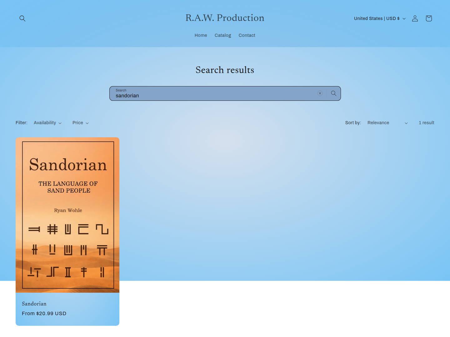 Search results page